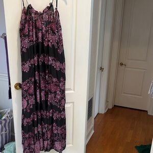 NWT Anthropologie Black and Purple Floral Maxi Dress